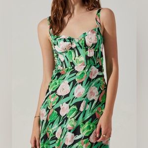 ASTR the Label Corset Floral Satin Dress